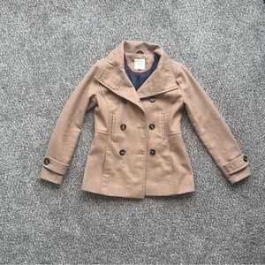 Thread & Supply Camel Wool Blend Peacoat Jacket XS Classic Double Breasted